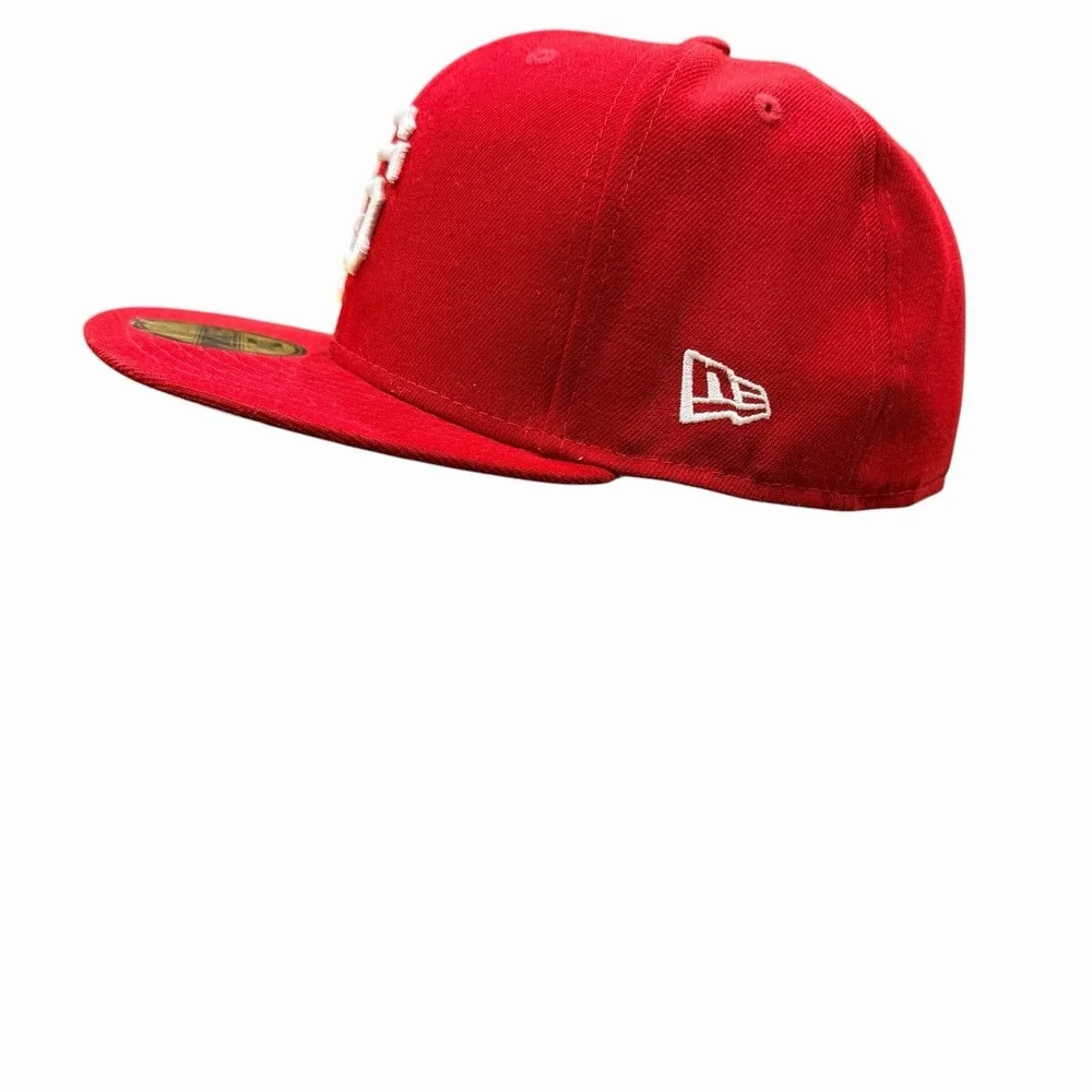 New Era‎ 59FIFTY San Francisco Giants Red Fitted Hat White SF Logo MLB Cap 7 3/8